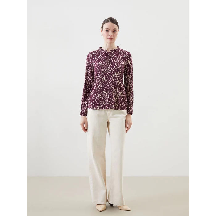 LCW Grace Mürdüm Bağlamalı Yaka Çiçekli Bluz