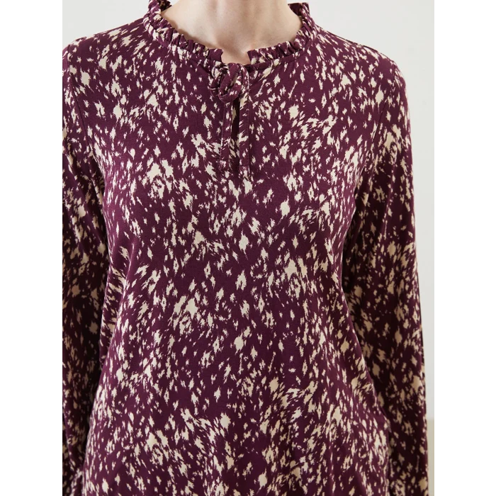 LCW Grace Mürdüm Bağlamalı Yaka Çiçekli Bluz