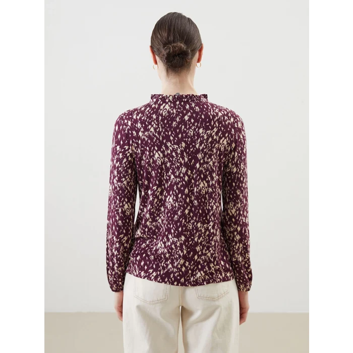 LCW Grace Mürdüm Bağlamalı Yaka Çiçekli Bluz