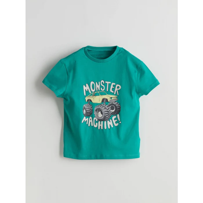 LCW Kids Yeşil Baskılı Erkek Çocuk Tişört ve Şort 2li