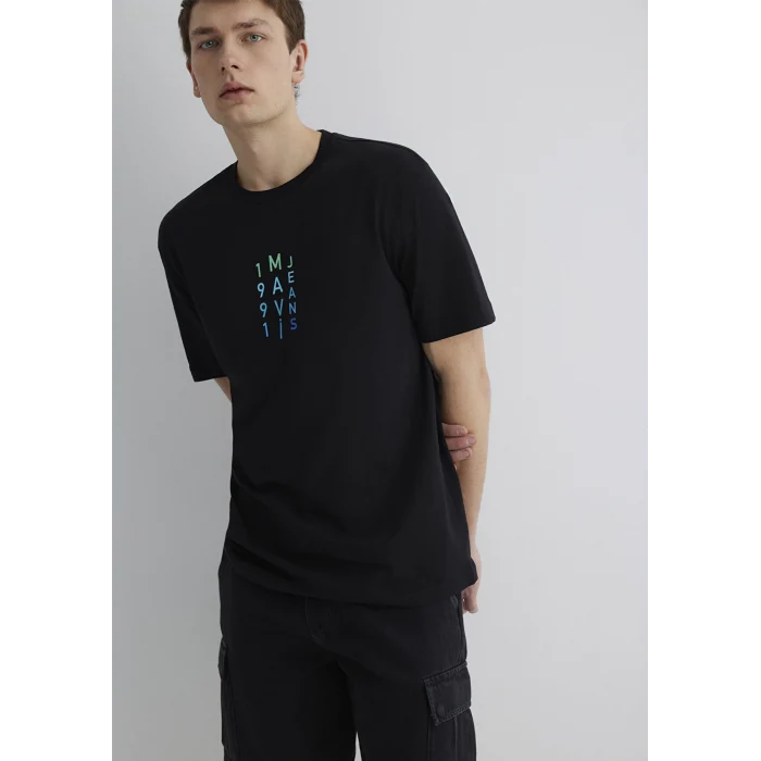 Mavi 0612589-900 Mavi Jean Baskılı Siyah Tişört