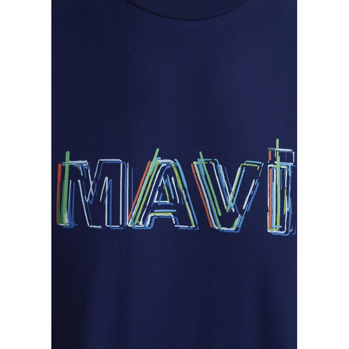 Mavi 0612587-70496 Mavi Baskılı Lacivert Tişört