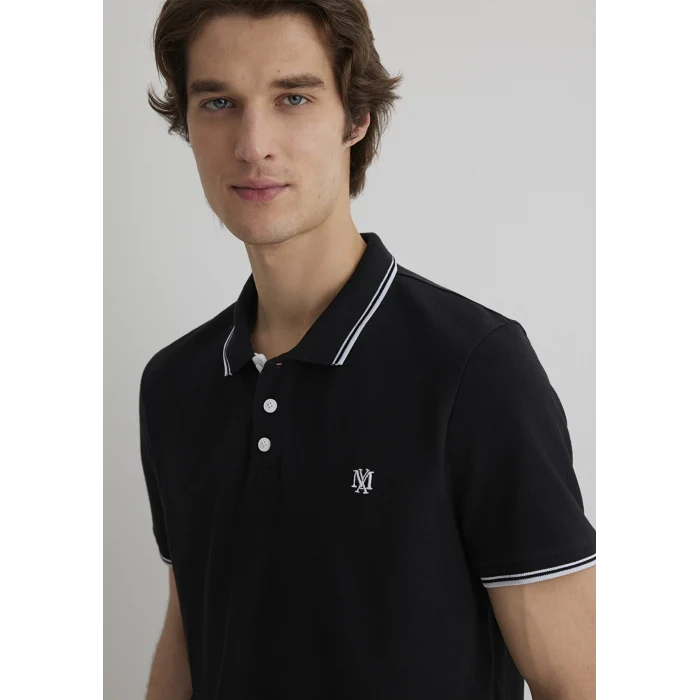 Mavi 064164-900 Yaka Detaylı Siyah Polo Tişört