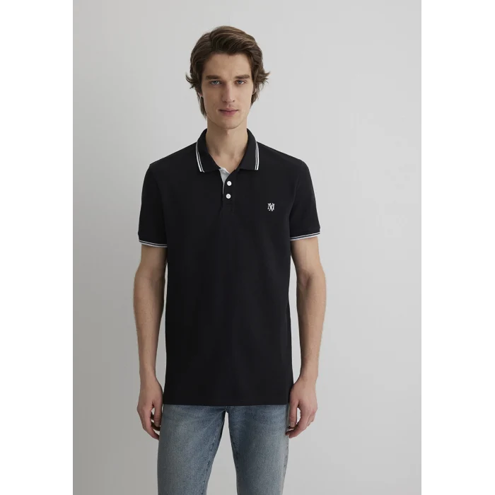 Mavi 064164-900 Yaka Detaylı Siyah Polo Tişört