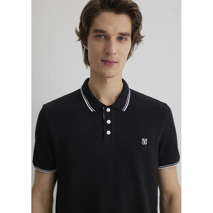 Mavi 064164-900 Yaka Detaylı Siyah Polo Tişört
