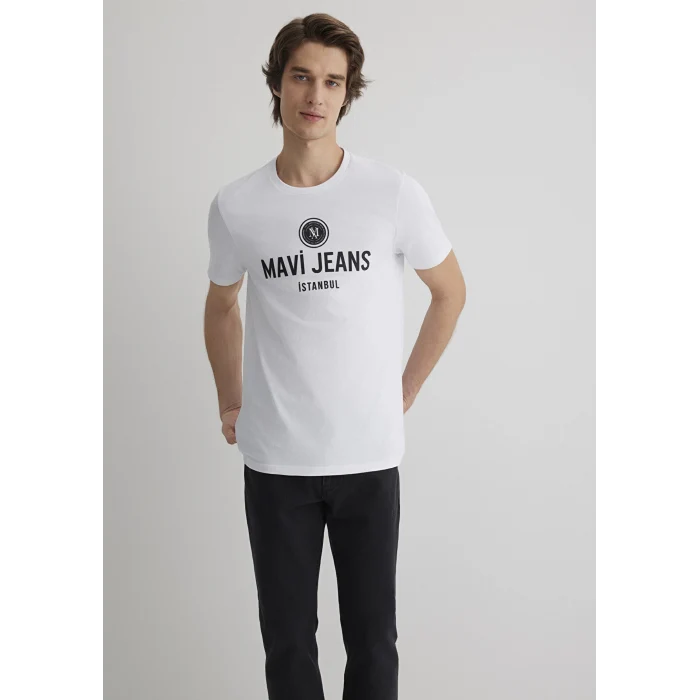 Mavi 066195-620 Mavi Jeans Baskılı Beyaz Tişört