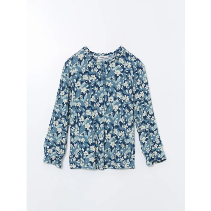 LCW Grace Mavi Bağlamalı Yaka Çiçekli Kadın Bluz