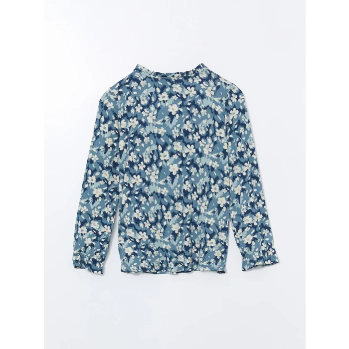 LCW Grace Mavi Bağlamalı Yaka Çiçekli Kadın Bluz