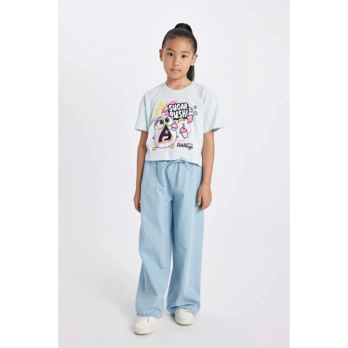 Defacto C6333 Mavi Kız Çocuk Hatsune Miku Bisiklet Yaka Kısa Kollu Tişört