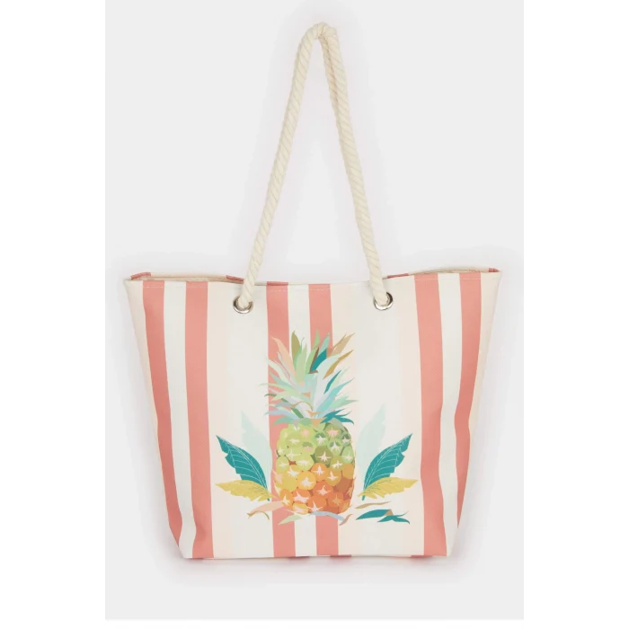 Defacto E7393 Çok Renkli Kadın Ananas Desenli Plaj Çantası
