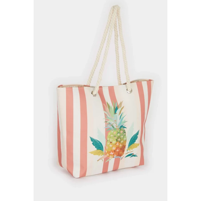 Defacto E7393 Çok Renkli Kadın Ananas Desenli Plaj Çantası
