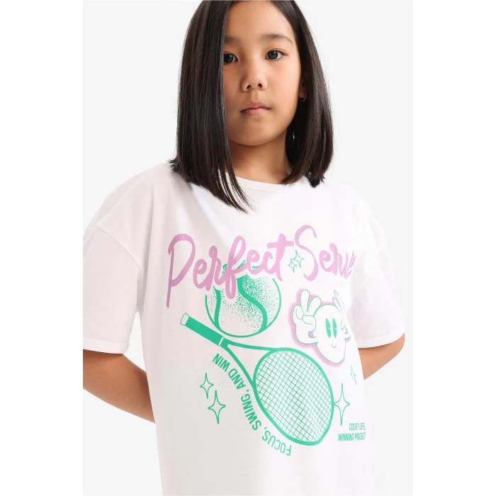 Defacto E5697 Yeşil Kız Çocuk 2li Takım Baksılı Kısa Kollu Tişört Biker Tayt