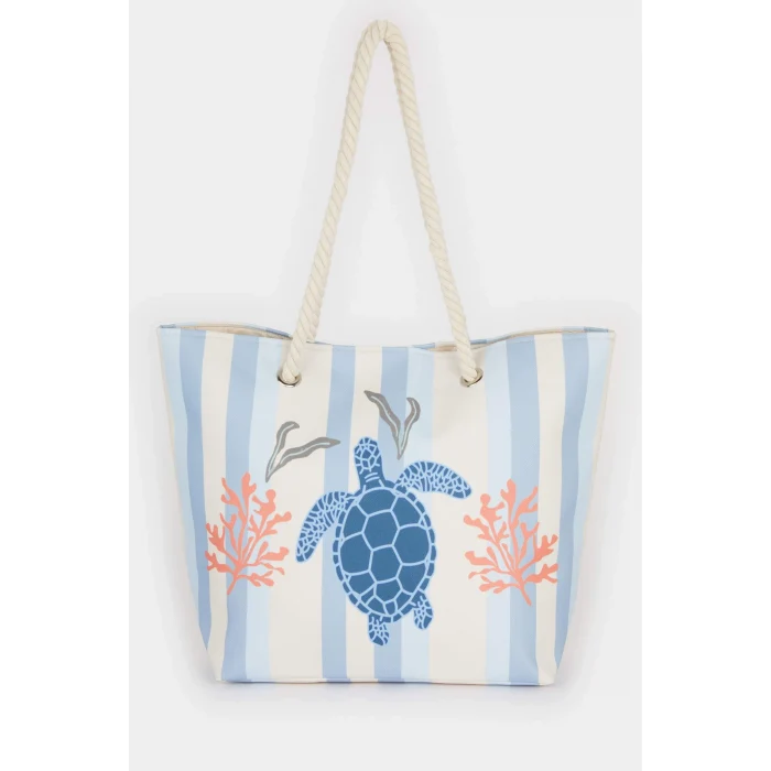 Defacto E7394 Çok Renkli Kadın Kaplumbağ Desenli Plaj Çantası