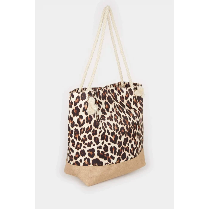 Defacto E7406 Toy Kadın Leopar Desenli Plaj Çantası