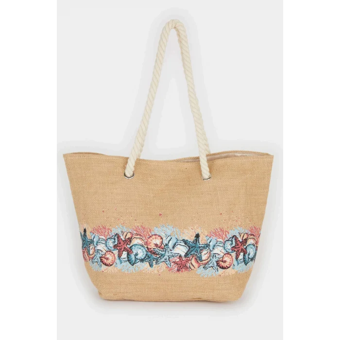 Defacto E7399 Bej Kadın Hasır Plaj Çantası