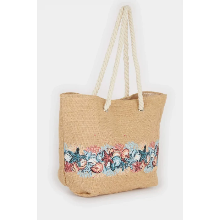 Defacto E7399 Bej Kadın Hasır Plaj Çantası