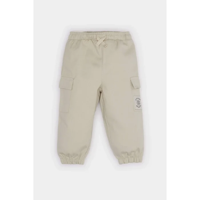 Defacto E2010 Bej Erkek Bebek Beli Lastikli Kargo Cepli Gabardin Pantolon