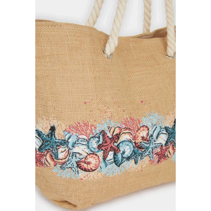 Defacto E7399 Bej Kadın Hasır Plaj Çantası