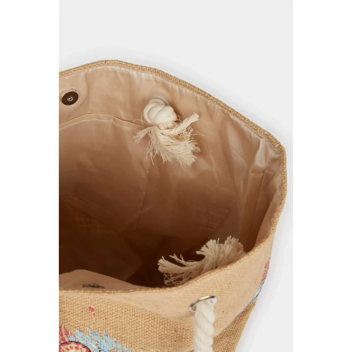 Defacto E7399 Bej Kadın Hasır Plaj Çantası