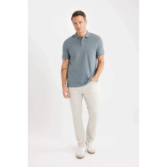 Defacto C1293 Gri Regular Fit Kısa Kollu Basic Düz Pike Kumaş Polo Tişört