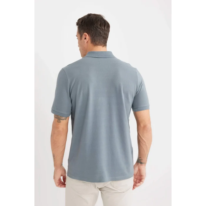 Defacto C1293 Gri Regular Fit Kısa Kollu Basic Düz Pike Kumaş Polo Tişört