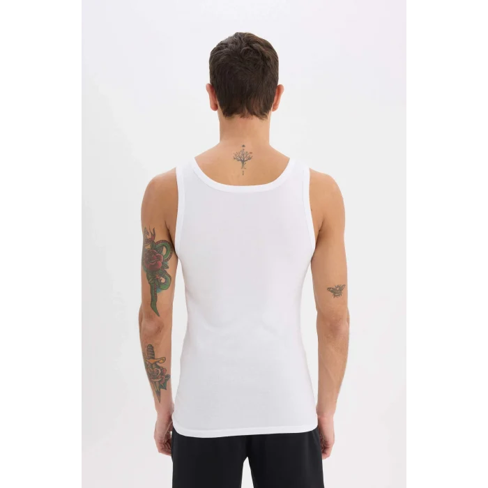 Defacto Y9056 Beyaz Slim Fit Dar Kesim Ribana 2li Atlet