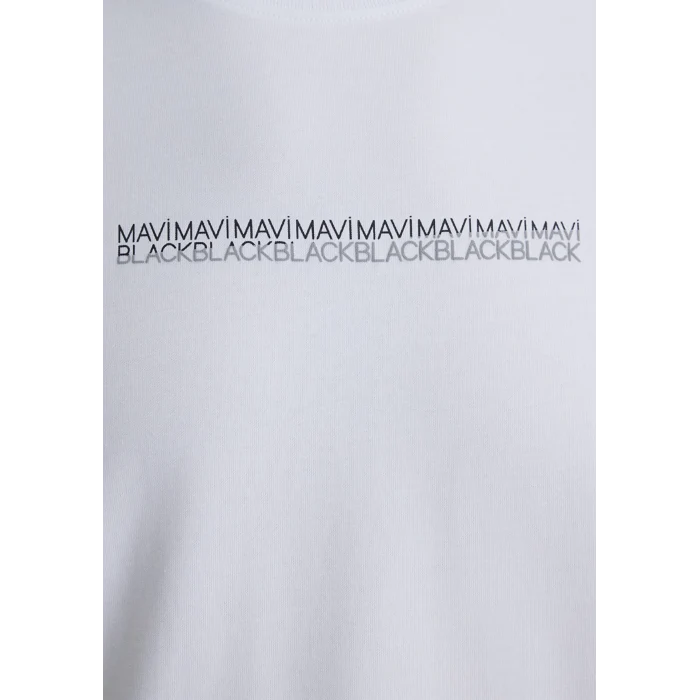 Mavi 0612647-620 Mavi Black Baskılı Beyaz Tişört