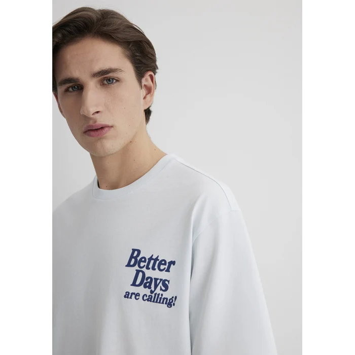 Mavi 0612462-70793 Better Days Baskılı Açık Mavi Tişört