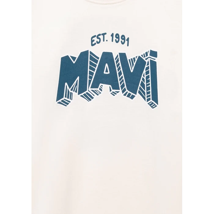 Mavi 6610339-70057 Baskılı Ekru Tişört