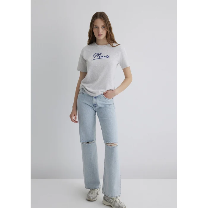 Mavi 1612421-87033 Mavi Nakışlı Gri Tişört