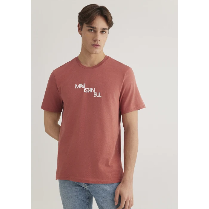 Mavi 0612274-71100 Mavi İstanbul Baskılı Turuncu Tişört