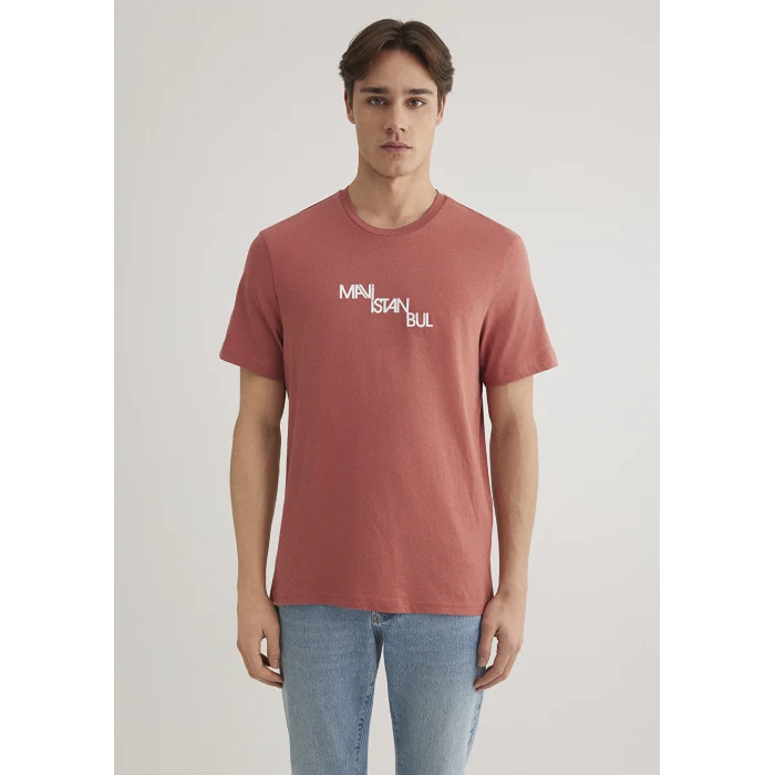 Mavi 0612274-71100 Mavi İstanbul Baskılı Turuncu Tişört