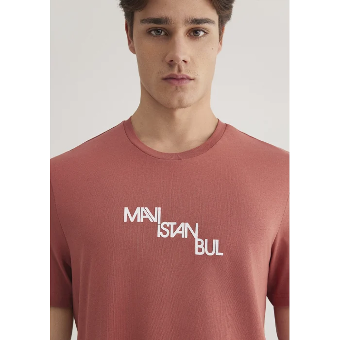 Mavi 0612274-71100 Mavi İstanbul Baskılı Turuncu Tişört