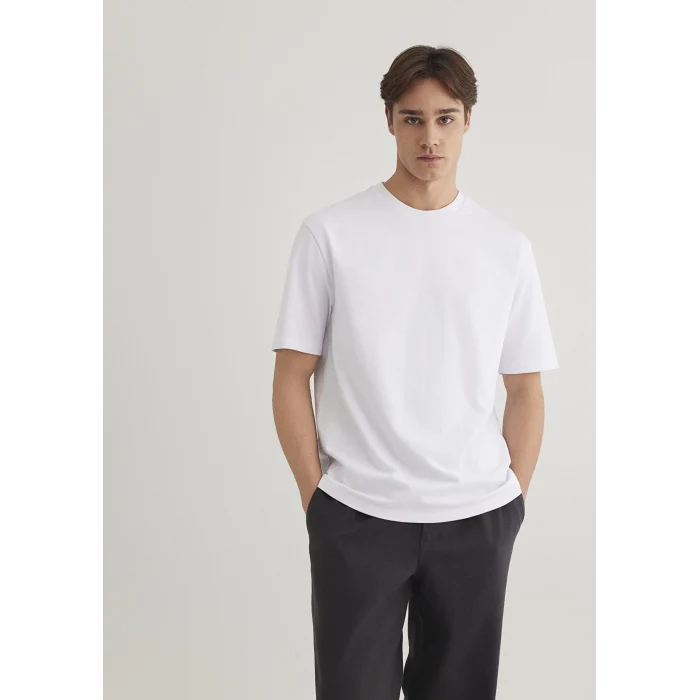 Mavi 0611924-620 Logo Kol Detaylı Beyaz Basic Tişört