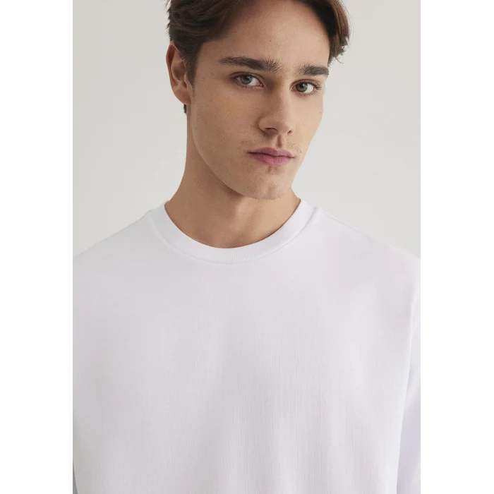 Mavi 0611924-620 Logo Kol Detaylı Beyaz Basic Tişört