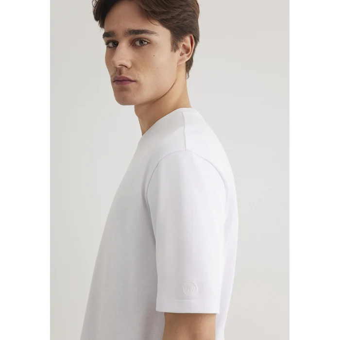 Mavi 0611924-620 Logo Kol Detaylı Beyaz Basic Tişört