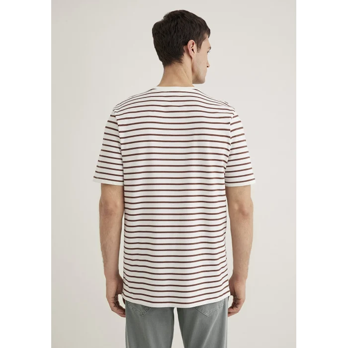 Mavi 0612235-70387 Kahverengi Çizgili Tişört