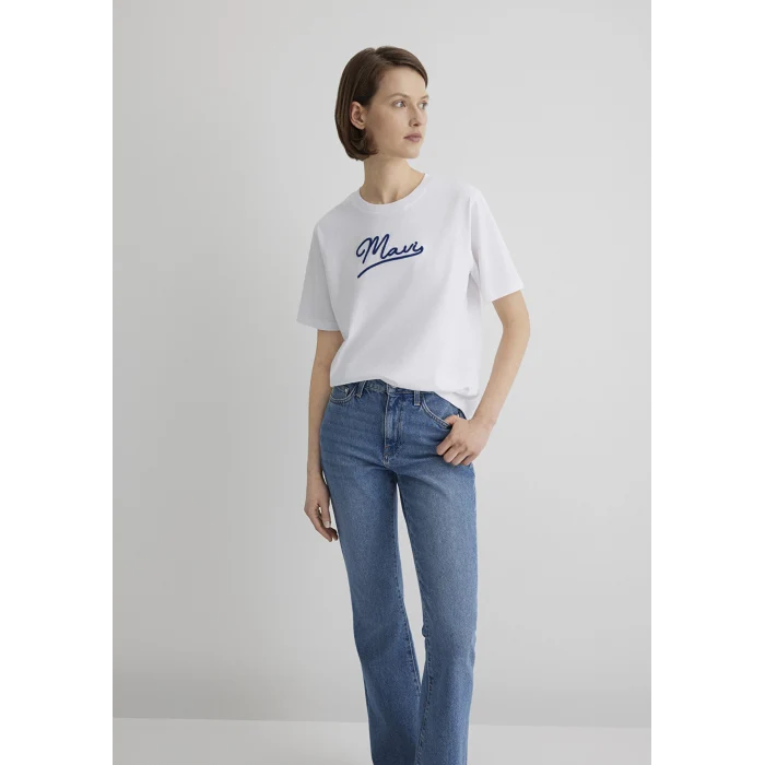 Mavi 1612421-620 Mavi Nakışlı Beyaz Tişört