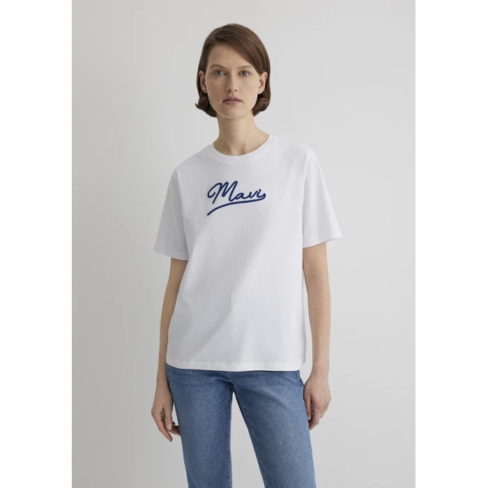 Mavi 1612421-620 Mavi Nakışlı Beyaz Tişört