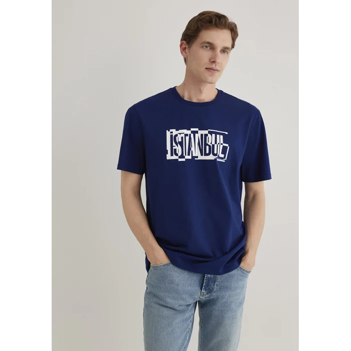 Mavi 0611789-70758 İstanbul Baskılı Lacivert Tişört