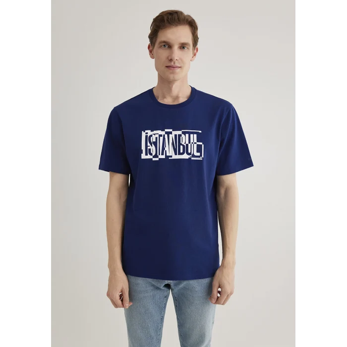 Mavi 0611789-70758 İstanbul Baskılı Lacivert Tişört