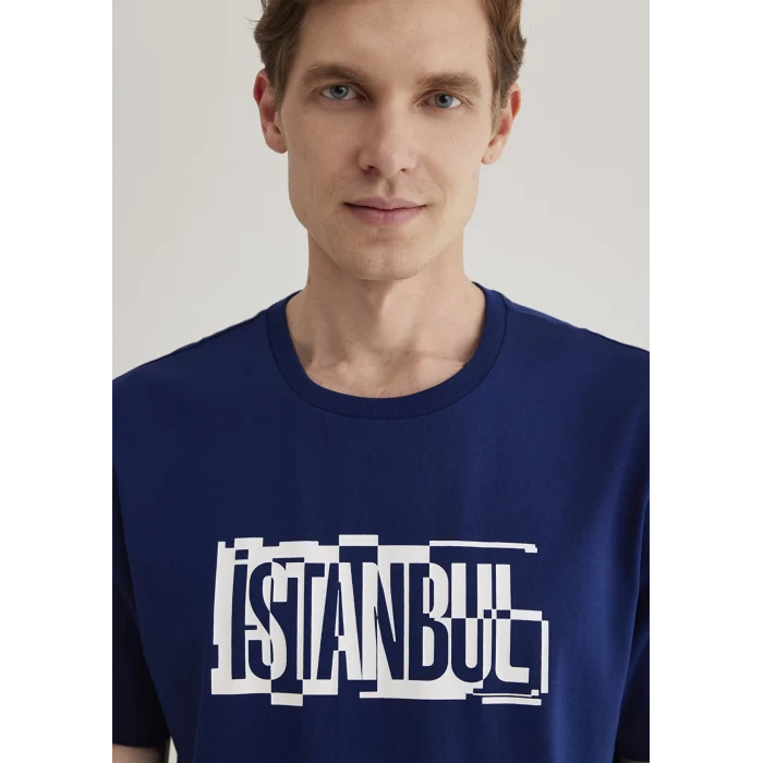 Mavi 0611789-70758 İstanbul Baskılı Lacivert Tişört