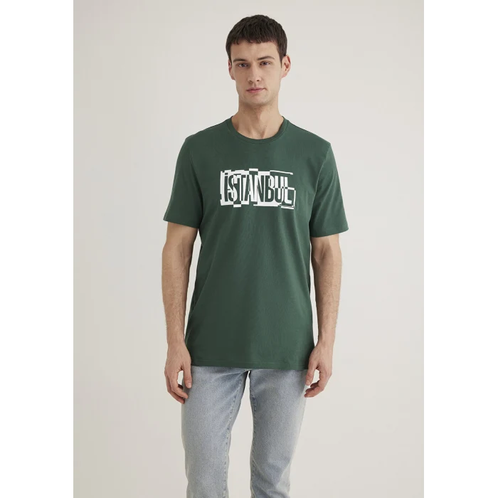 Mavi 0611789-71580 İstanbul Baskılı Yeşil Tişört