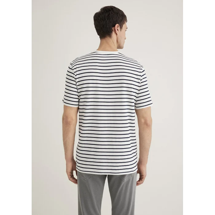 Mavi 0612235-87822 Lacivert Çizgili Beyaz Tişört