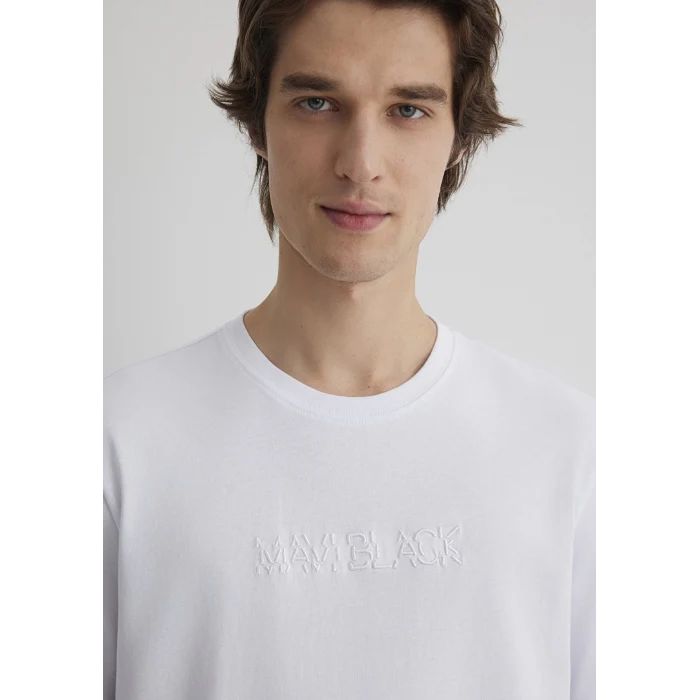 Mavi 0612644-620 Mavi Black Nakışlı Beyaz Tişört