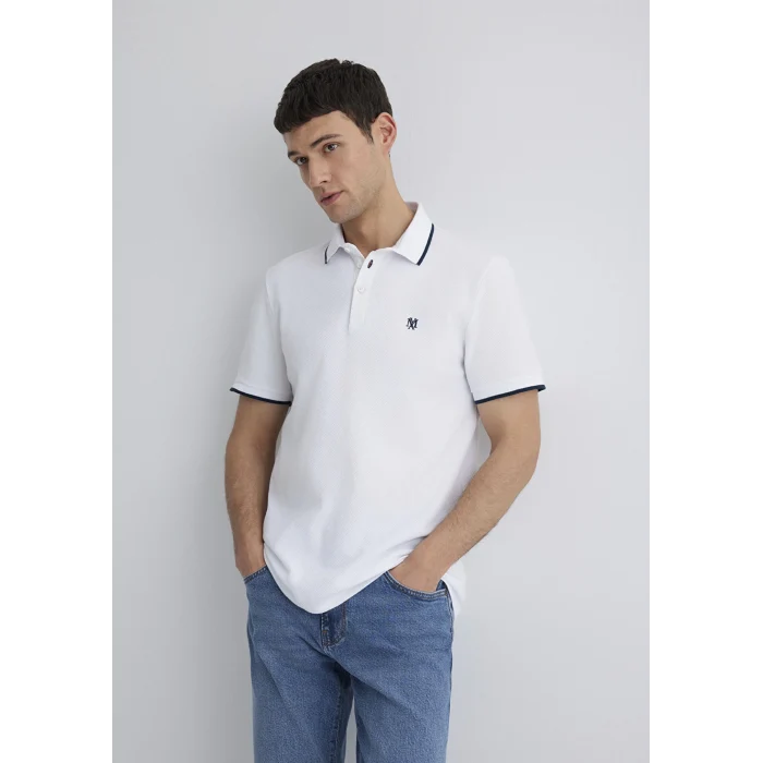 Mavi 066039-620 Şerit Detaylı Beyaz Polo Tişört