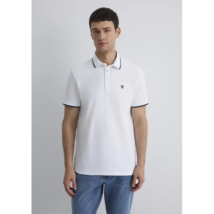 Mavi 066039-620 Şerit Detaylı Beyaz Polo Tişört