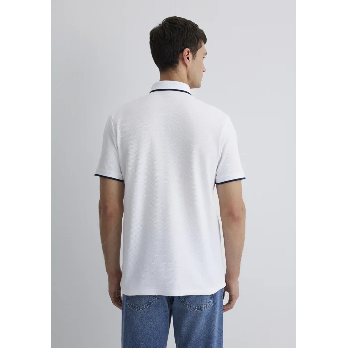 Mavi 066039-620 Şerit Detaylı Beyaz Polo Tişört