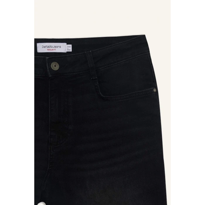 Defacto E5979 Siyah Regular Fit Jean Bermuda Şort