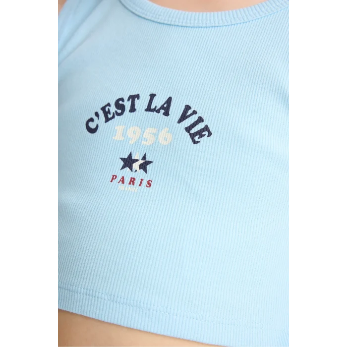 Defacto E4758 Turkuaz Kız Çocuk 2li Takım Baskılı Kolsuz Tişört Şort